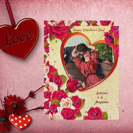Romantiskt par Vintage Valentine Heart och Ro Kort