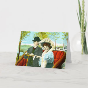 Romantiskt par vintagekonst helgkort