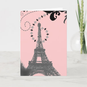 Romantiskt Paris för vintageeiffel torn gifta sig Tack Kort