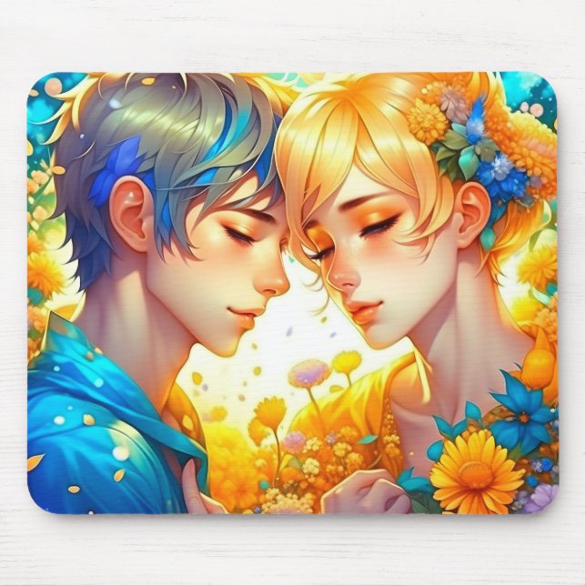 Romantiskt Parpresent |  Anime Pojke och Flicka Musmatta (Framsidan)