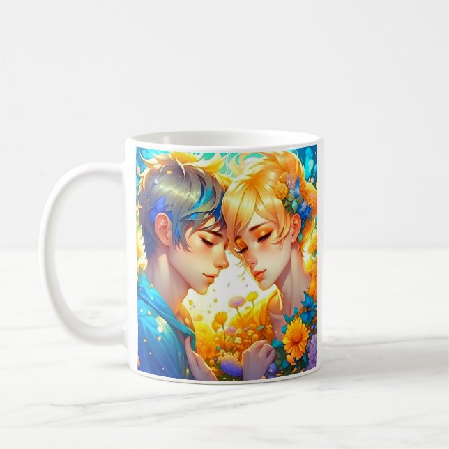 Romantiskt parpresent | Personlig anime Kaffemugg (Vänster)