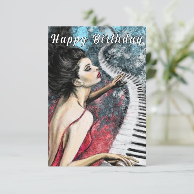 Romantiskt piano Music Birthday Card (Stående Fram)