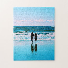 Romantiskt promenad på stranden-pussel pussel