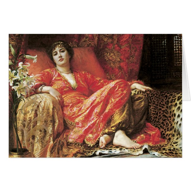 Romantiskt Reclining damkort Hälsningskort (Framsidan Horizontal)