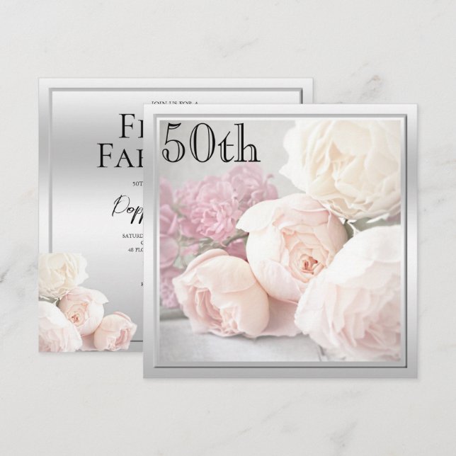 Romantiskt Ro 50:e Födelsedagsfesten Inbjudningar (Fram/baksida)