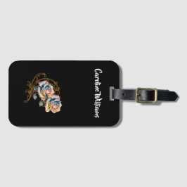 Romantiskt ro och rossar med redigerbart namn bagagebricka