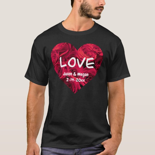 Romantiskt röd ros Valentine-hjärta | monogram T Shirt (Framsida)