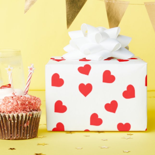 Romantiskt rödhjärta Mönster White Presentpapper (Födelsedagsfest)