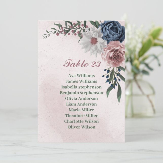 romantiskt rosa blått, vitt, grönt sittdiagram inbjudningar (Stående Fram)