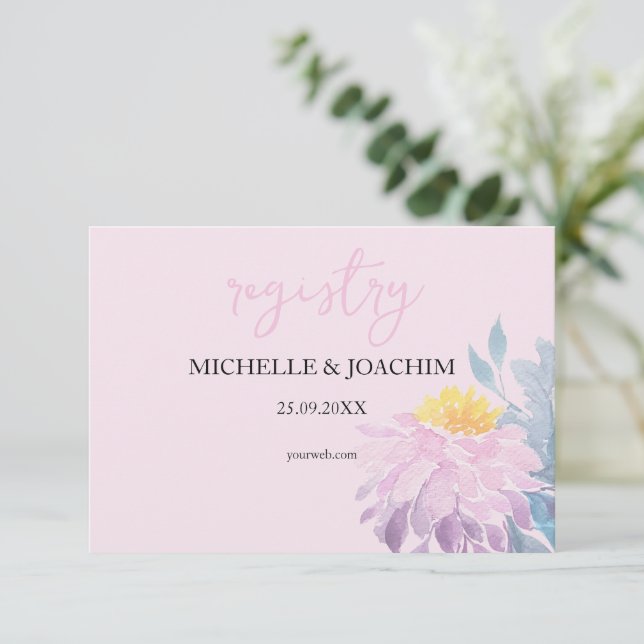 Romantiskt Rosa Dahlia Watercolor Art-kuvert Tilläggskort (Stående Fram)