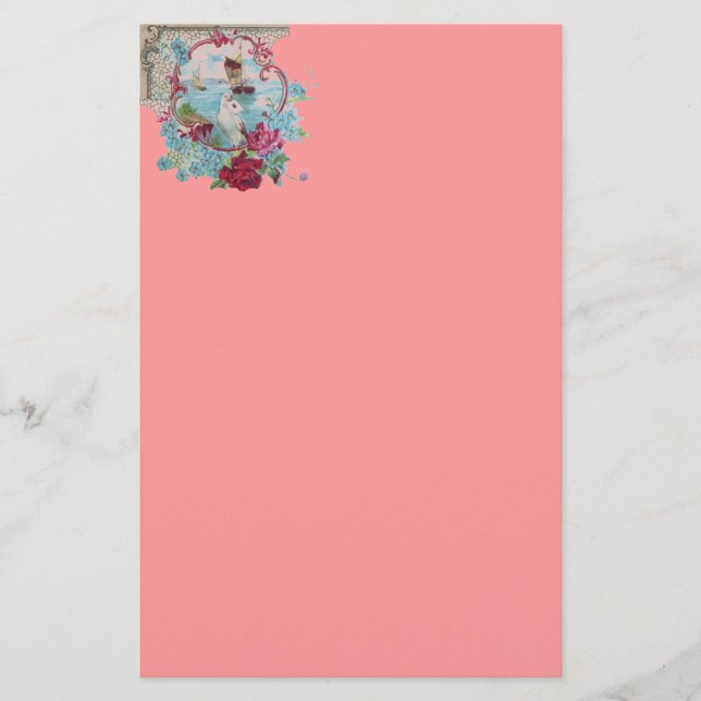 ROMANTISKT, rosa rödblått Brevpapper (Framsida)