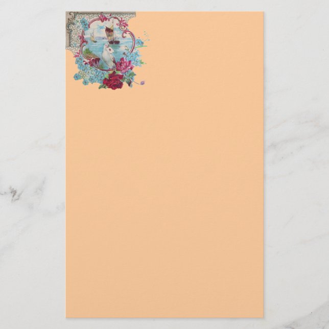 ROMANTISKT, rosa rödblått Brevpapper (Framsida)