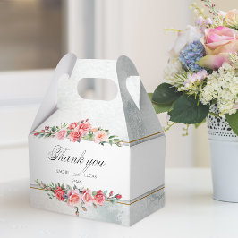 Romantiskt Rosa ros & Kalligrafi Tack Presentaskar