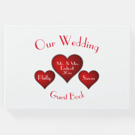 Romantiskt rött hjärta med Namn och Bröllop Gästböcker
