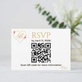 Romantiskt rött hjärta QR-kod bröllops-svarskort OSA Kort