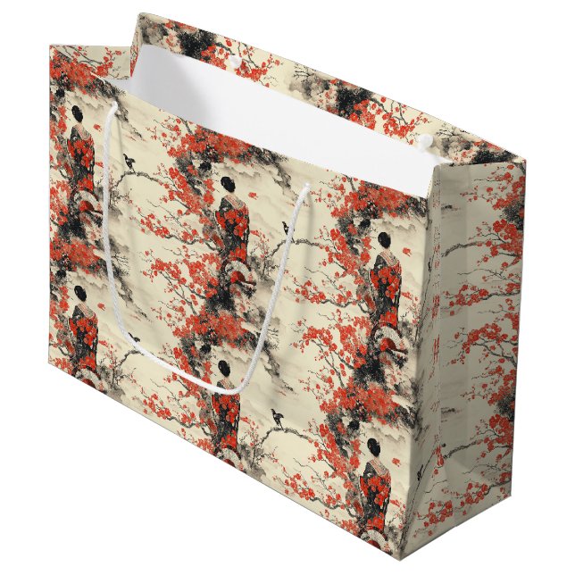 Romantiskt Sakura Kimono Par Mönster (2) (Framsidan Vinklad)