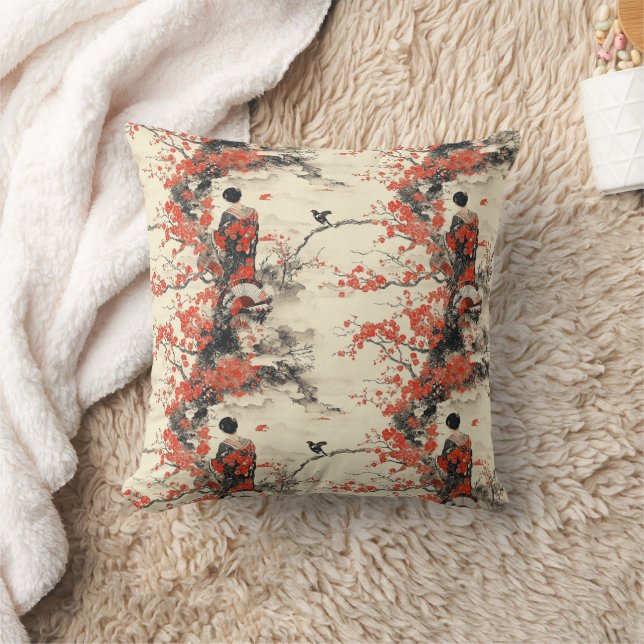 Romantiskt Sakura Kimono Par Mönster (2) Kudde (Filt)