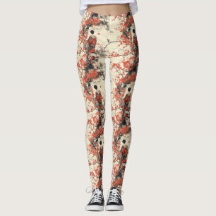 Romantiskt Sakura Kimono Par Mönster (2) Leggings