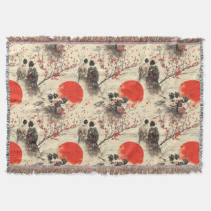 Romantiskt Sakura Kimono Par Mönster (3) Filt