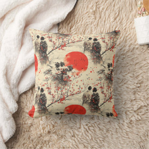Romantiskt Sakura Kimono Par Mönster (3) Kudde