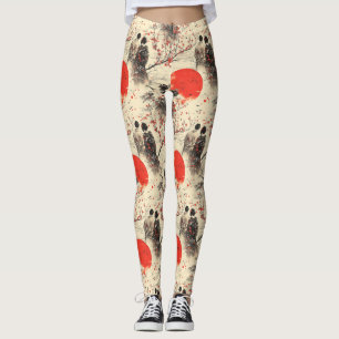 Romantiskt Sakura Kimono Par Mönster (3) Leggings