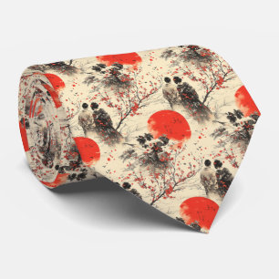 Romantiskt Sakura Kimono Par Mönster (3) Slips