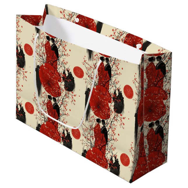 Romantiskt Sakura Kimono Par Mönster (4) (Framsidan Vinklad)