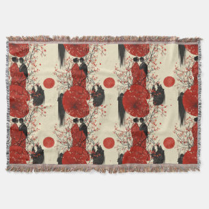 Romantiskt Sakura Kimono Par Mönster (4) Filt