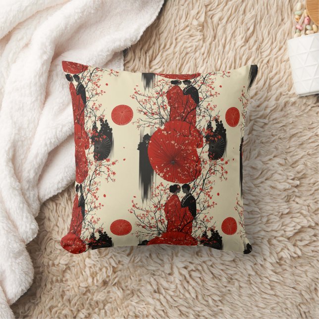 Romantiskt Sakura Kimono Par Mönster (4) Kudde (Filt)