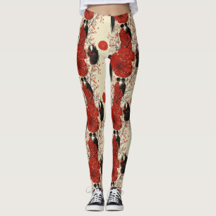 Romantiskt Sakura Kimono Par Mönster (4) Leggings