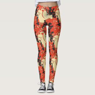 Romantiskt Sakura Kimono Par Mönster (5) Leggings