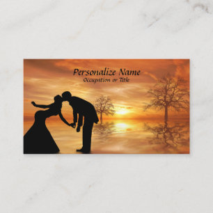 Romantiskt silhouette Couple Kissing Surreal Sunse Visitkort