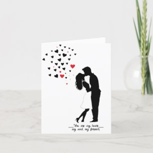 Romantiskt Silhouette Kiss-kort - Anpassningsbar V Tack Kort