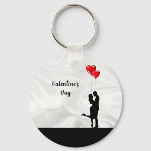 Romantiskt silhuette älskar par. Valentines day Nyckelring