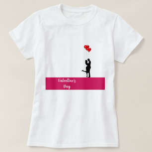 Romantiskt silhuette älskar par. Valentines day T Shirt