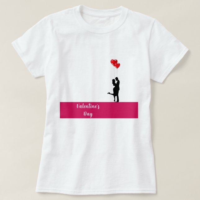 Romantiskt silhuette älskar par. Valentines day T Shirt (Design framsida)