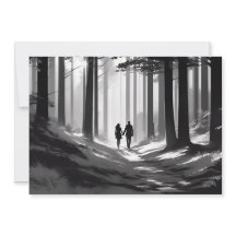 Romantiskt Silhuettpar Skogspromenad