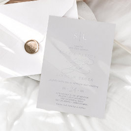 Romantiskt silverfolie grått monogram bröllop