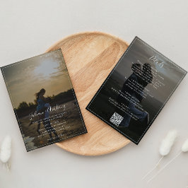 Romantiskt skript Photo Bröllop alla i ett Inbjudningar