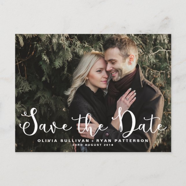 Romantiskt skript | Spara datum för vykort i foto (Framsida)