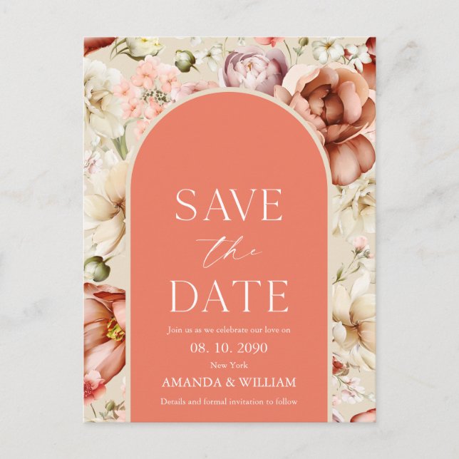 Romantiskt Spara datum-kort för tillkännagivande Meddelande Vykort (Framsida)