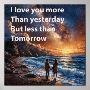 💑 Romantiskt strandälskande par Inspirerande cita Poster