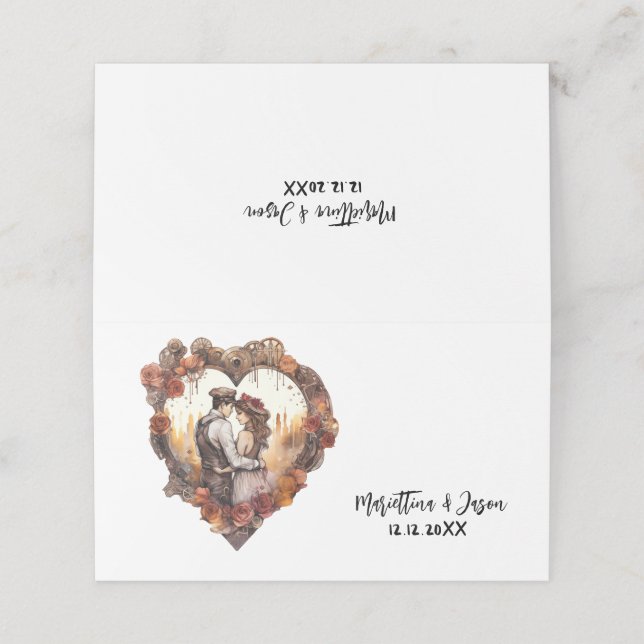 Romantiskt styrkepar med vattenfärg placeringskort (Utvändigt utvikt)