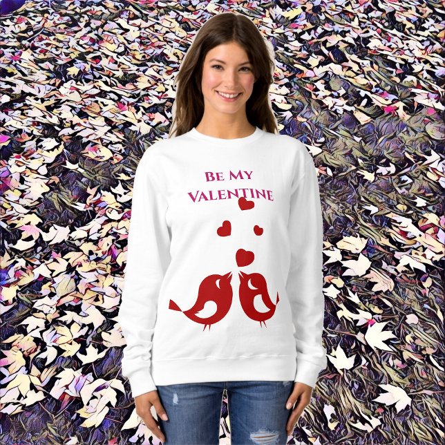 Romantiskt svepande hjärta är min Valentine Love b T Shirt (Romantic Sweeping Heart Be My Valentine Love Birds Sweatshirt)