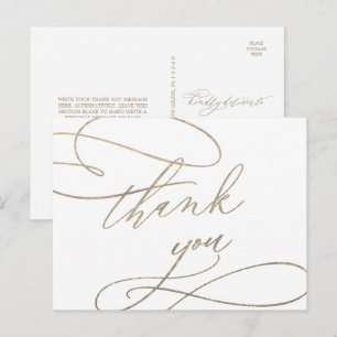 Romantiskt Tack-vykort för Guld-calligrafi Vykort