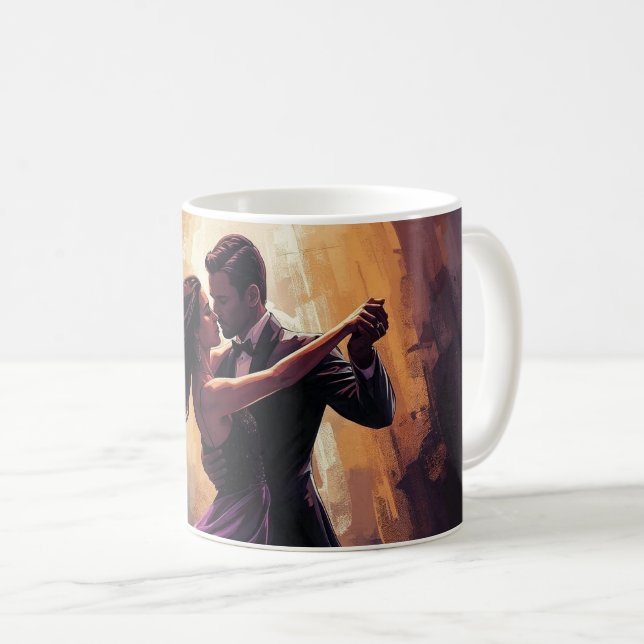 Romantiskt tangopar Elegant dansdesign Kaffemugg (Framsida höger)