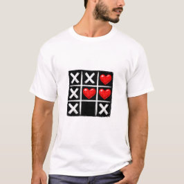 Romantiskt Tic Tac Toe Vinnande Hjärtat Rad Valent T Shirt