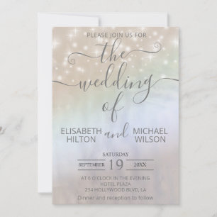 romantiskt trendig av gnistra av holografiskt pärl inbjudningar