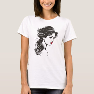 Romantiskt Trendig Contemporaryn Porträtt i Woman T Shirt