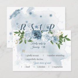 romantiskt val av blåa blommor grå måltid OSA kort